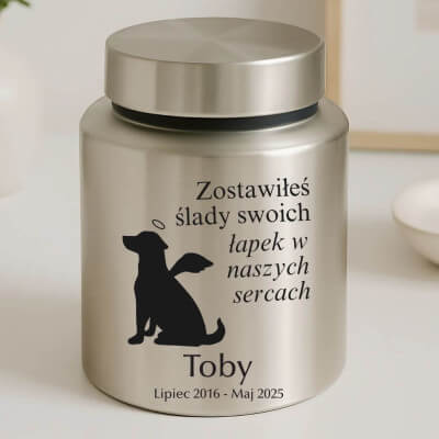 Personalizowana cylindryczna urna dla psa ze...