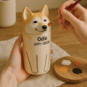 Personalizowana ceramiczna urna dla psa w kształcie jego rasy – Wyjątkowa urna pamiątkowa z malowanym portretem i otwartymi oczami