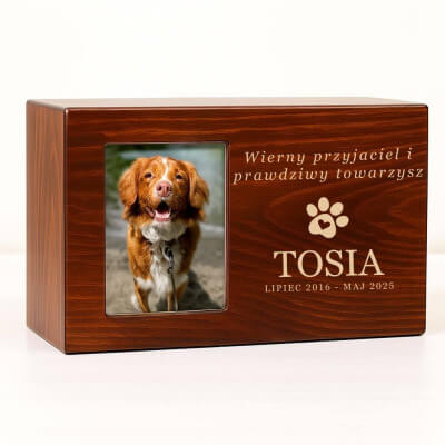 Personalizowana drewniana urna dla psa ze...