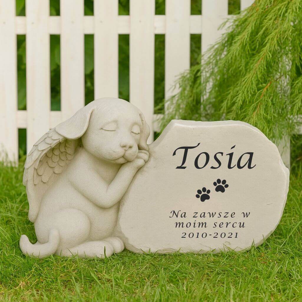 Personalizowany nagrobek dla psa z imieniem i dedykacją – Odporny kamień pamięci dla psa z żywicy do umieszczenia w ogrodzie